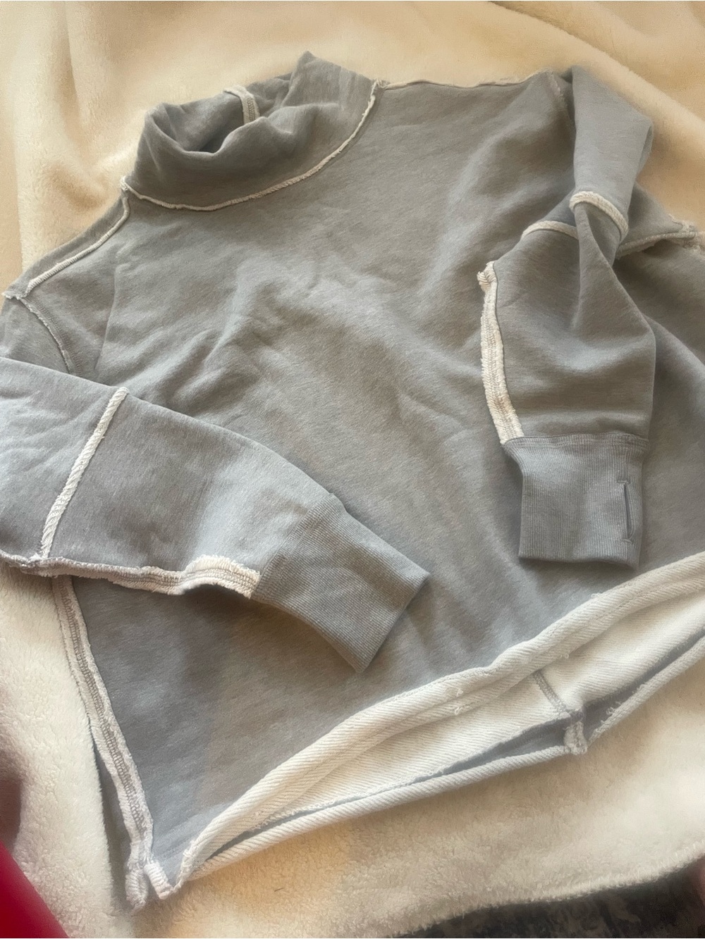 Woman’s Free People Anna  gray Turtleneck Sweatshirt - Casual Layered Look